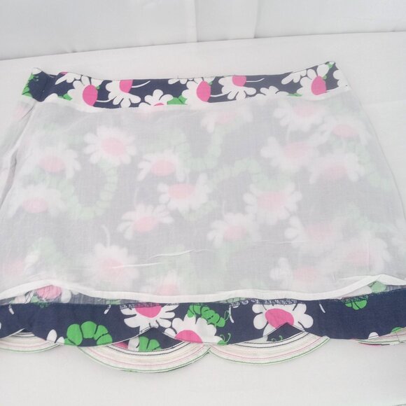 Lilly Pulitzer Tate Yum Yum Mini Skirt Size 10 Bright Navy  Floral Scalloped Hem - Picture 9 of 11